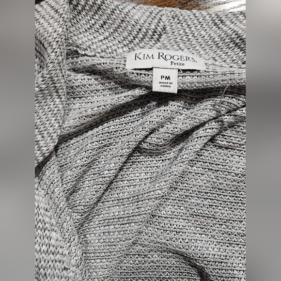 NWT Kim Rogers Open Front Lightweight Knit Cardigan Gray Sweater Petite Medium - Picture 7 of 8